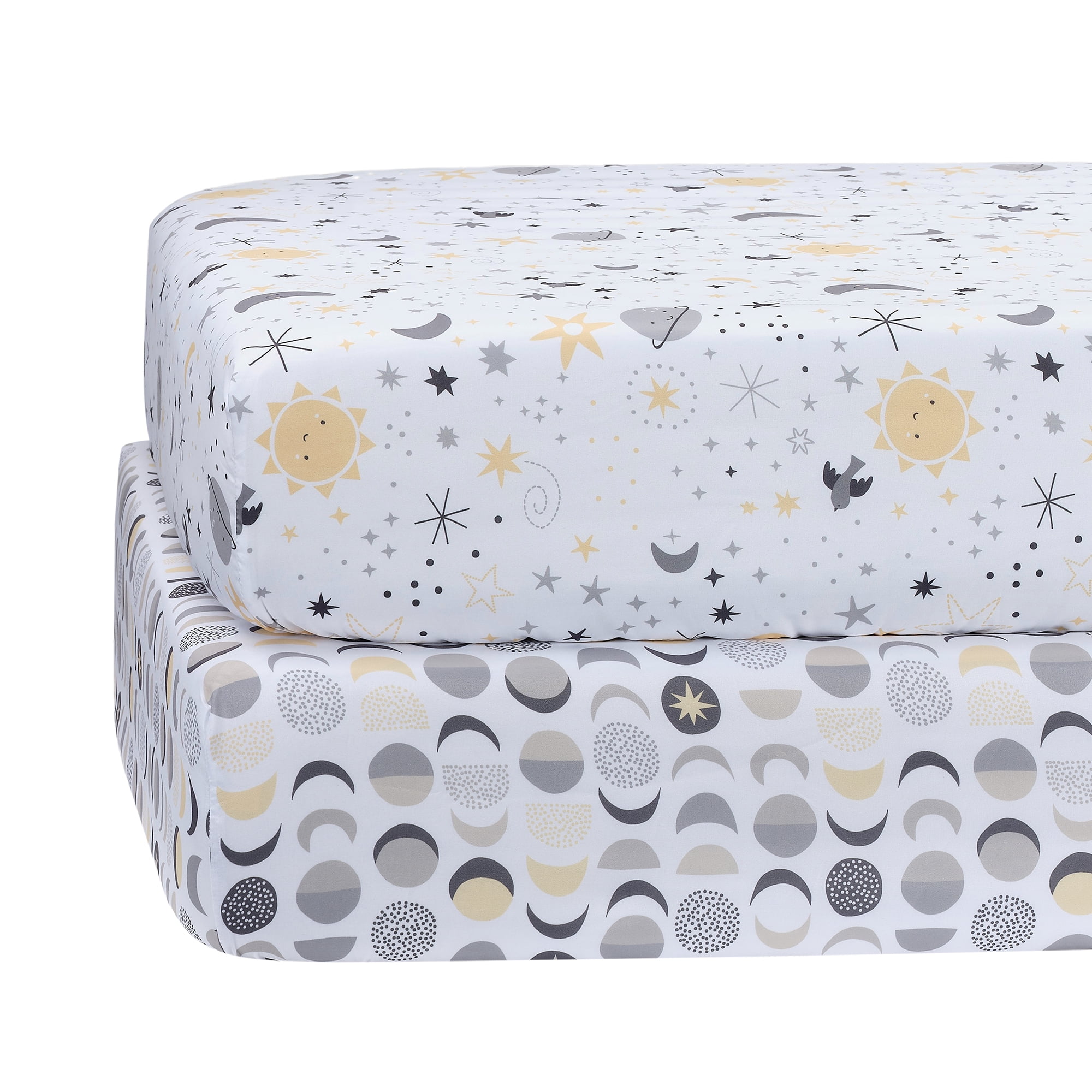 Bedtime Originals Celestial Moon/Stars 2-Pack Fitted Crib/Toddler Sheet Set