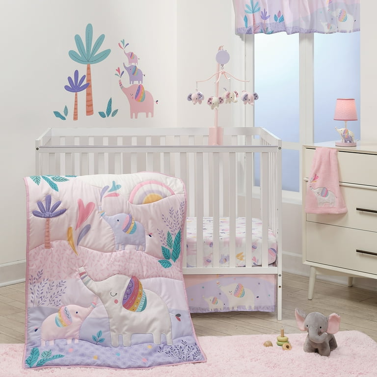 Bedtime Originals Elephant Dreams 3-Piece Pink Nursery Baby Crib