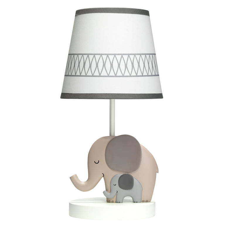 Bedtime Originals Elephant Love Gray White Nursery Lamp with Shade