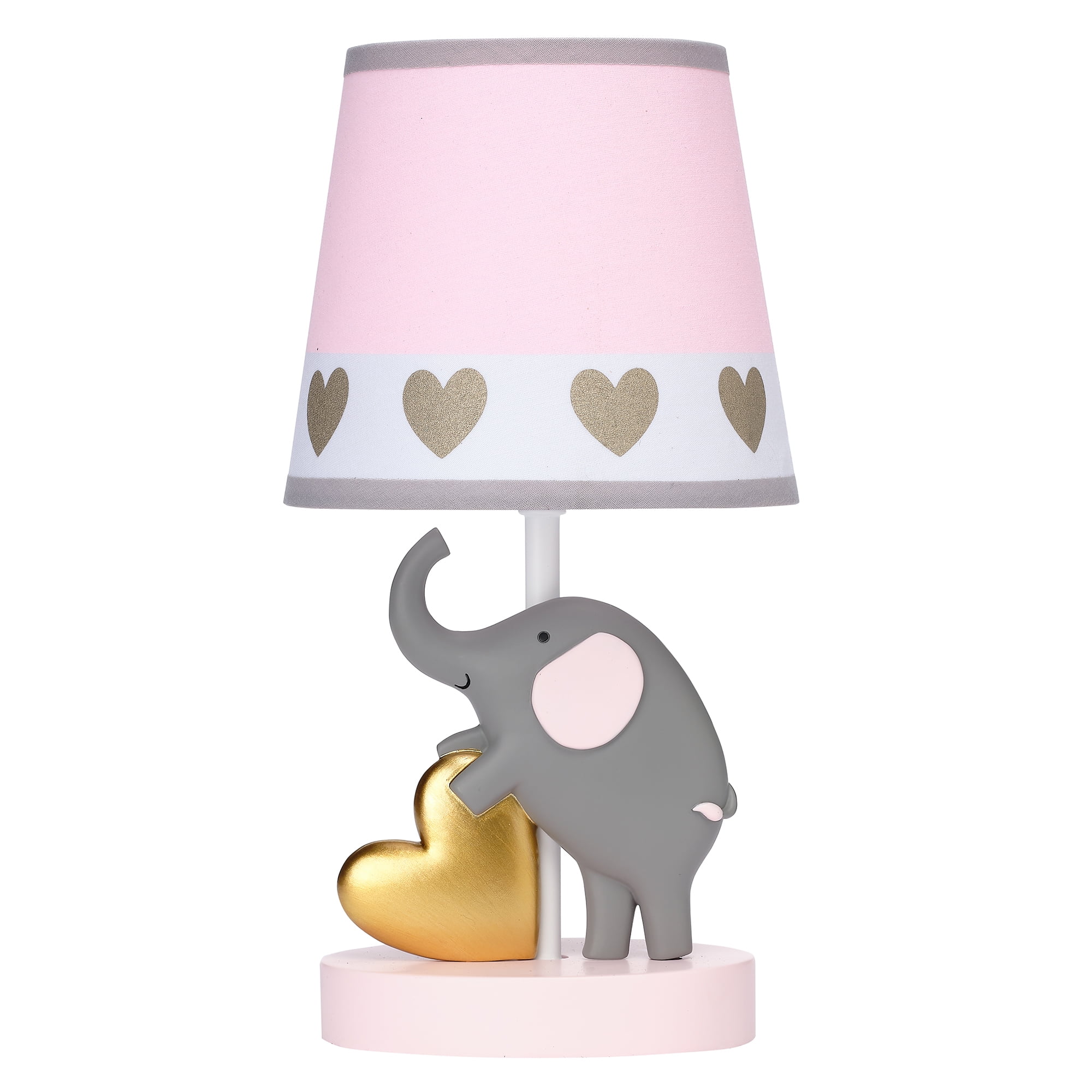 Eloise Pink and Gold Elephant Resin Lamp with White Shade