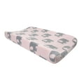 thumbnail image 1 of Bedtime Originals Eloise Pink/Gray Elephant Diaper Changing Pad Cover, 1 of 3