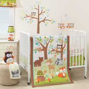 Friendly Forest 3-Piece Crib Bedding Set, Brown and Beige
