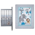 thumbnail image 1 of Bedtime Originals Jungle Fun 3-Piece Animals Crib Bedding Set - Blue, Gray, White, 1 of 5