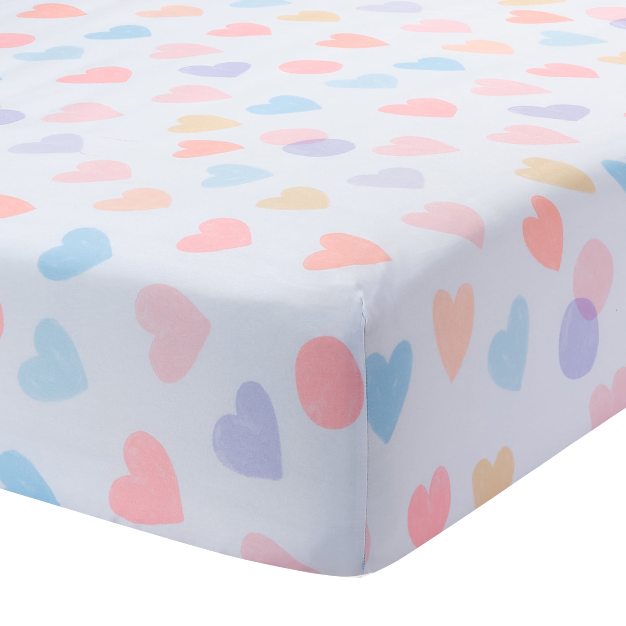 Walmart Coupons of Bedtime Originals Rainbow Hearts White/Peach/Purple Baby Fitted Crib Sheet