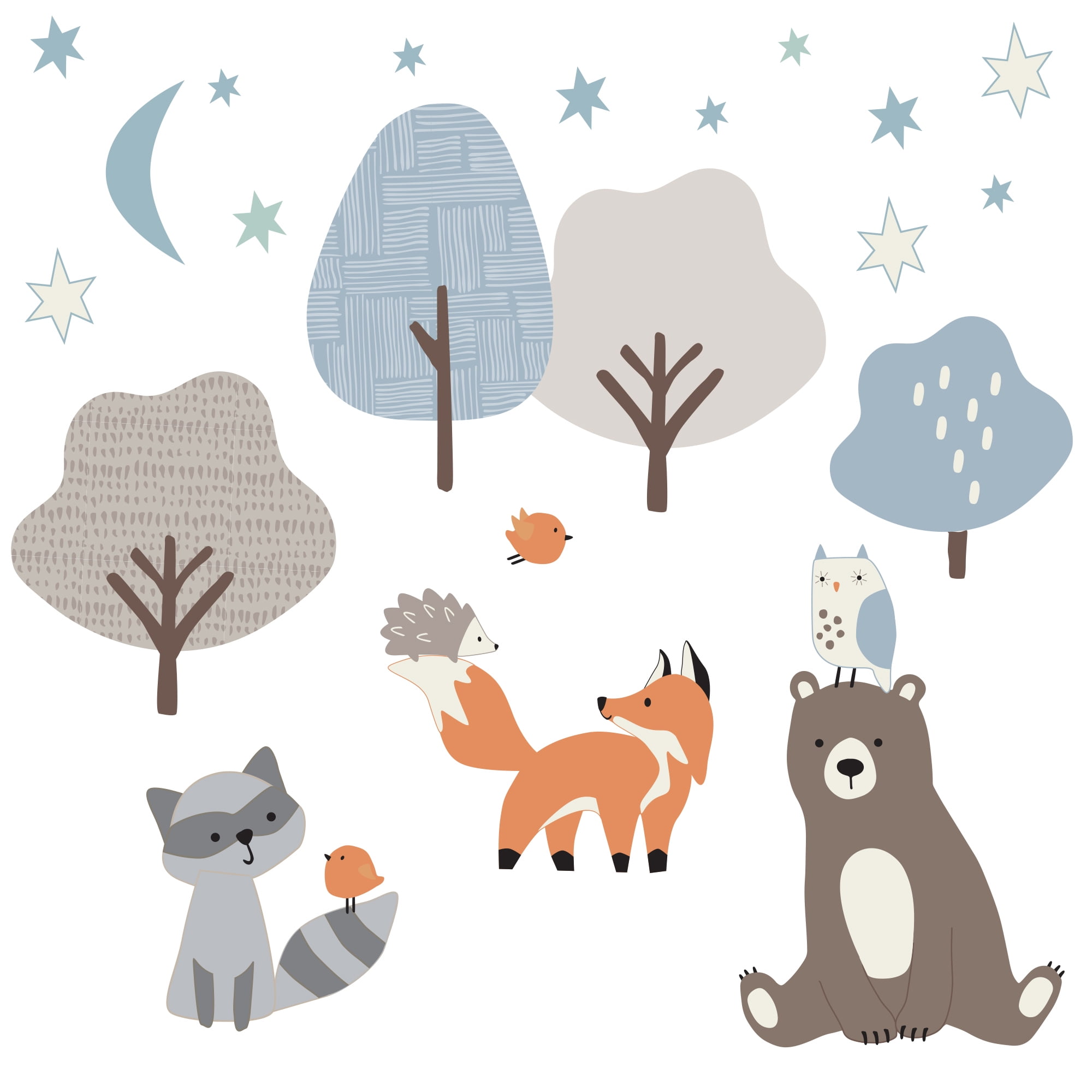 Sleepytime Bear Woodland Animals Wall Decals for Nursery