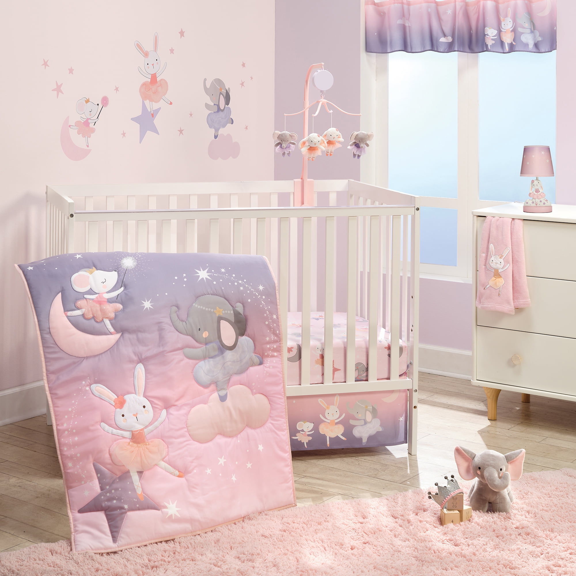 Pink and Lavender Microfiber Baby Girls' Quilt Set
