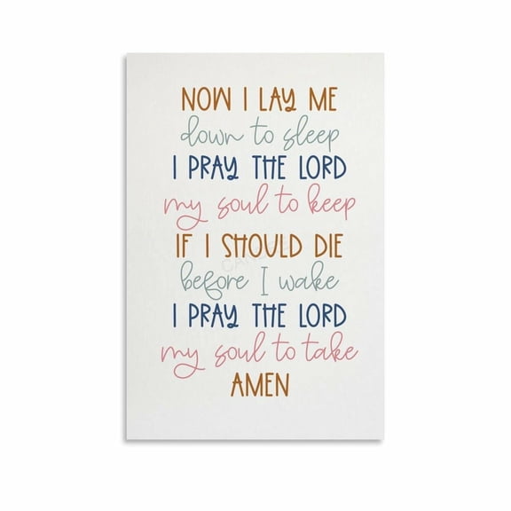 Bedtime Prayer Poster Now I Lay Me Down To Sleep Nursery Bible Verse (9) Canvas Painting Posters And Prints Wall Art for Living Room Bedroom Decor