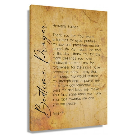 Bedtime Prayer Quotes Wall Art Vintage Prints Poster for Bedroom Decoration Hanging Giclee Painting Canvas Pictures for Hallway Modern Home