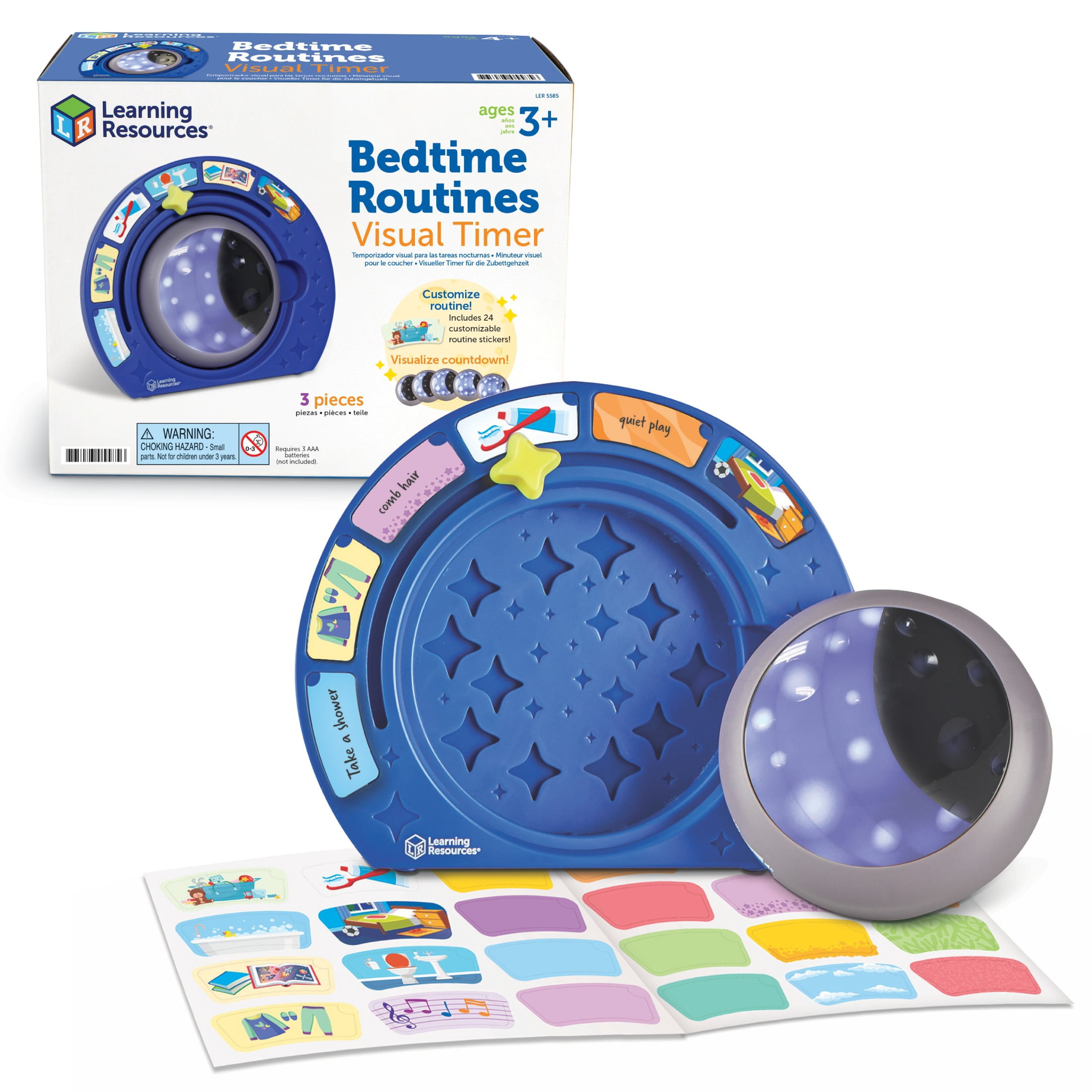 Learning Resources Bedtime Routines  Visual Timer for Kids, Night Light, Ages 3+