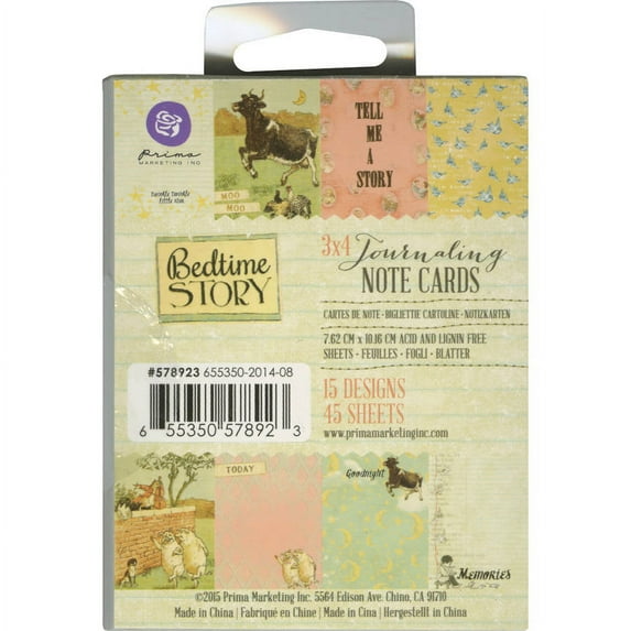 Bedtime Story Journaling Notecards Pad 3"X4"-3 Each Of 15 Designs, Pk 3