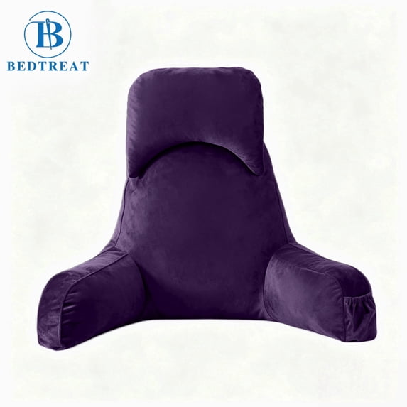 Bedtreat Backrest Reading Pillow, Back Support Pillow with Handrail, Detachable on Both Sides, Specially Designed for Reading and Relaxation(Amethyst,large)