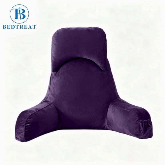 Bedtreat Backrest Reading Pillow, Back Support Pillow with Handrail, Detachable on Both Sides, Specially Designed for Reading and Relaxation(Amethyst,large)