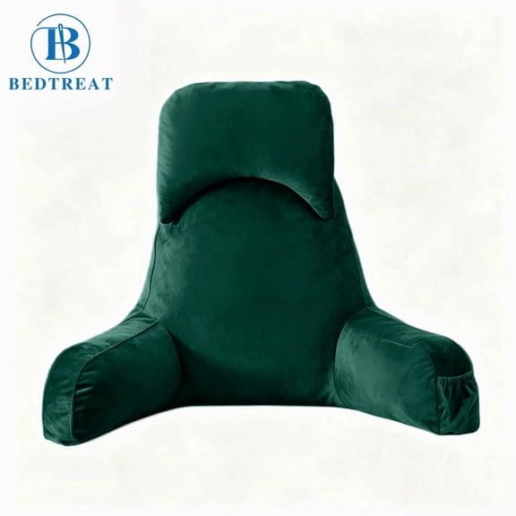 BedTreat Backrest Reading Pillow, Back Support Pillow with Handrail, Detachable on Both Sides, Specially Designed for Reading and Relaxation(Neptune,large)