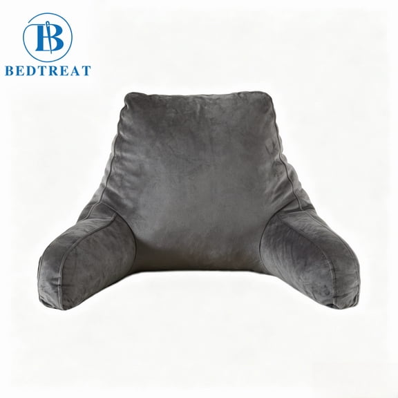 Bedtreat Backrest Reading Pillow, Back Support Pillow with Handrail, Detachable on Both Sides, Specially Designed for Reading and Relaxation（Silver，Small)