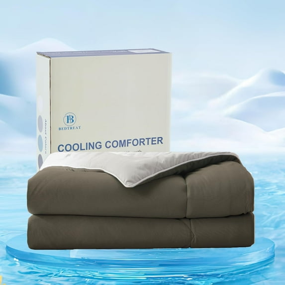 BedTreat Cooling Comforter King Size Cool Comforters for Hot Sleepers Cooling Blanket Breathable Comforter Summer Bedding Light Gray and Dark Gray(102x90 inch)