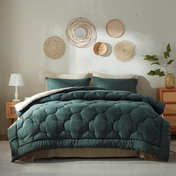 Bedtreat King Comforter Sets,7-Pieces Reversible Bedding Sets,Bed in a Bag with Comforter, Flat Sheet and Fitted Sheet, Pillowcases & Shams,Coffee/Sand Dollar