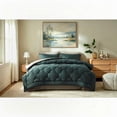 thumbnail image 1 of Bedtreat Queen Comforter Sets，7-Pieces Reversible Bedding Sets，Bed in a Bag with Comforter， Flat Sheet and Fitted Sheet, Pillowcases & Shams，Green/Milky Coffee, 1 of 9