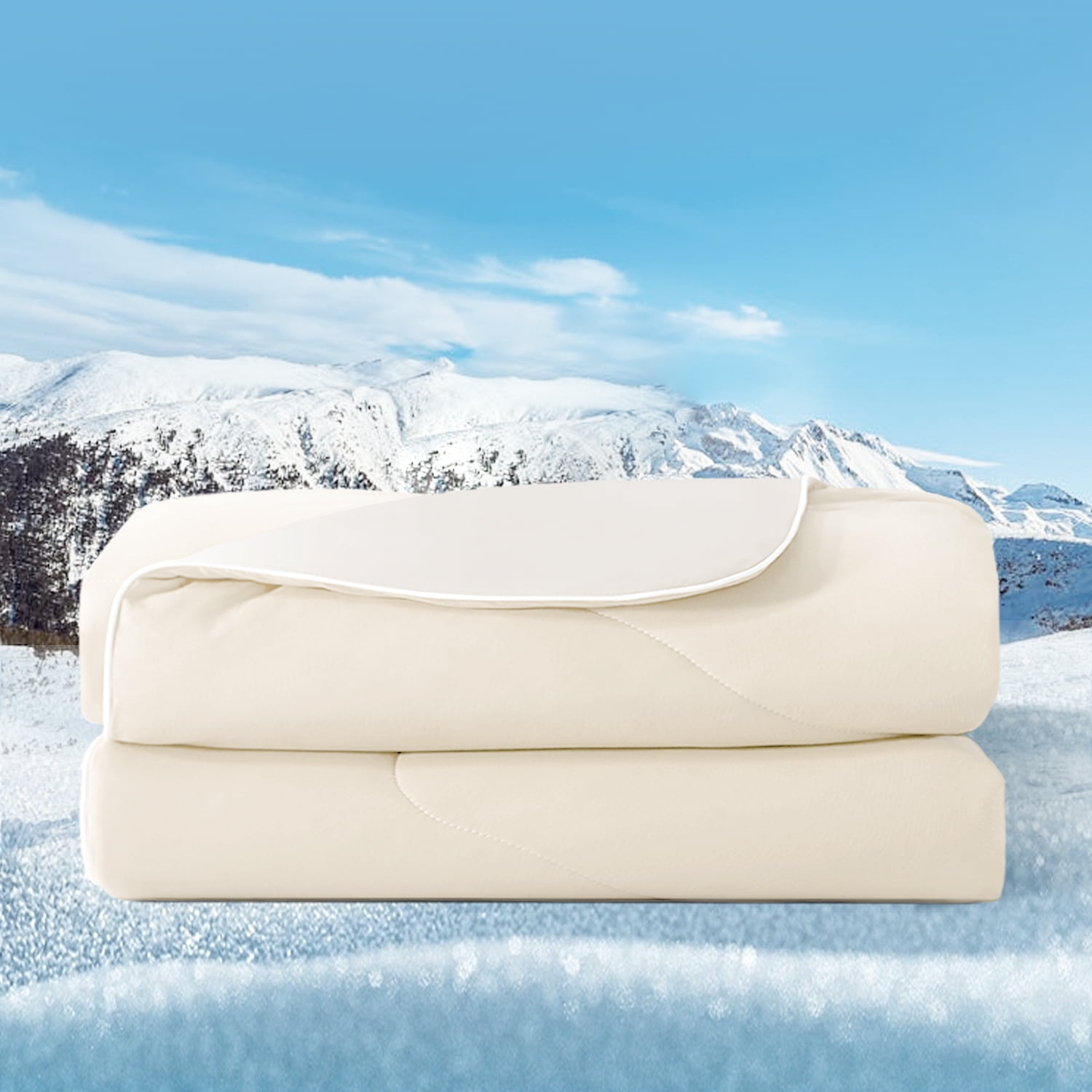 Bedtter Cooling Comforter Twin/Twin XL, Sorona and Tencel Filling Cold Touch Fabric Cooling Blanket for Night Sweats Hot Sleeper, Double-Sided Cool Design Summer Breathable Comforter, 68"x90", Ivory