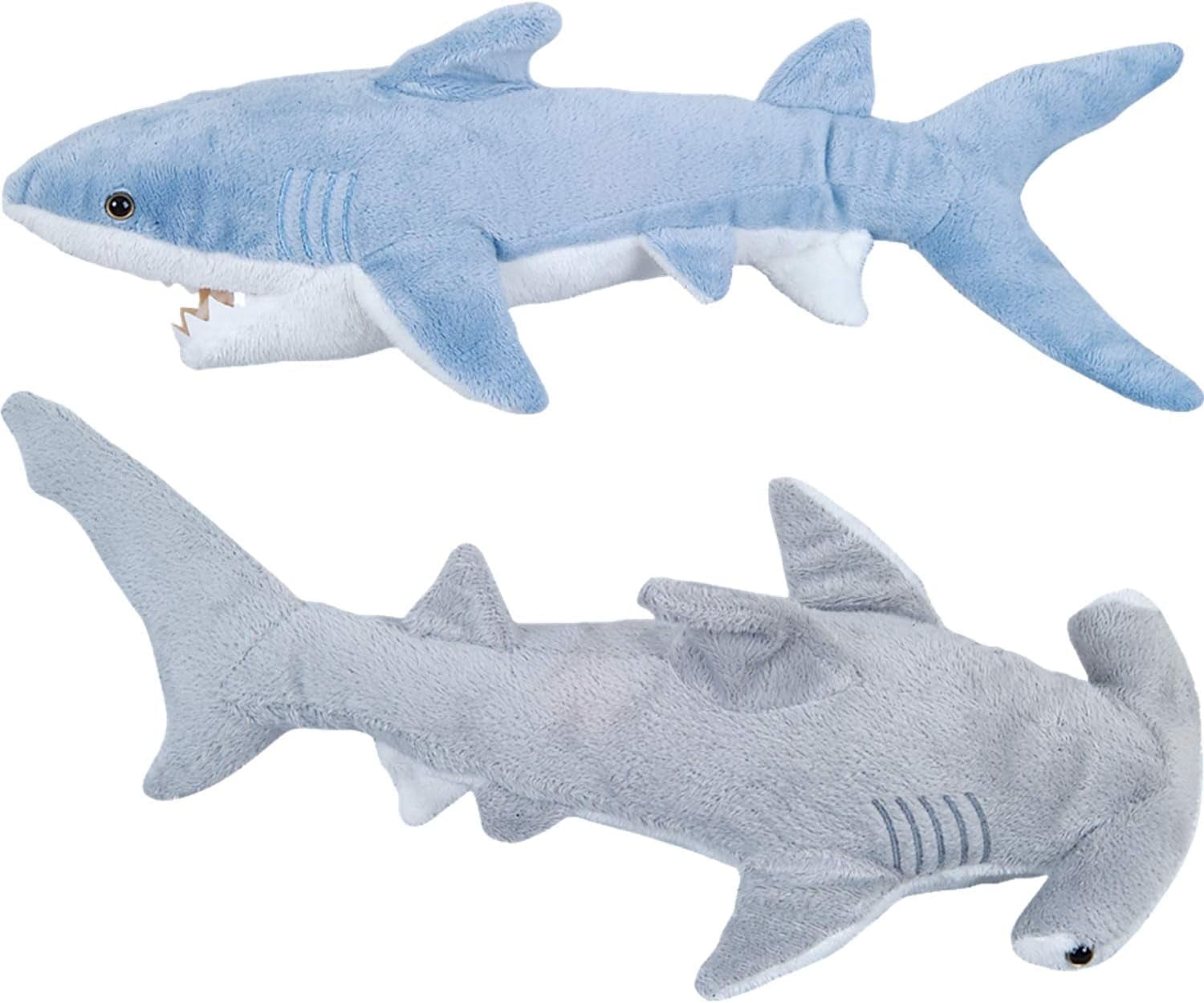 Bedwina 2-Pc Shark Plush Toy Set 14 Mako & 13 Hammerhead Shark Plush Stuffed Animals