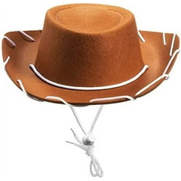 Anvazise Cowboy Hat Solid Color Wild Unisex Anti-pilling Comfortable Costume Party Accessories Felt Roll Up Brim Cowgirl Hat for Outdoor, Adult Unisex