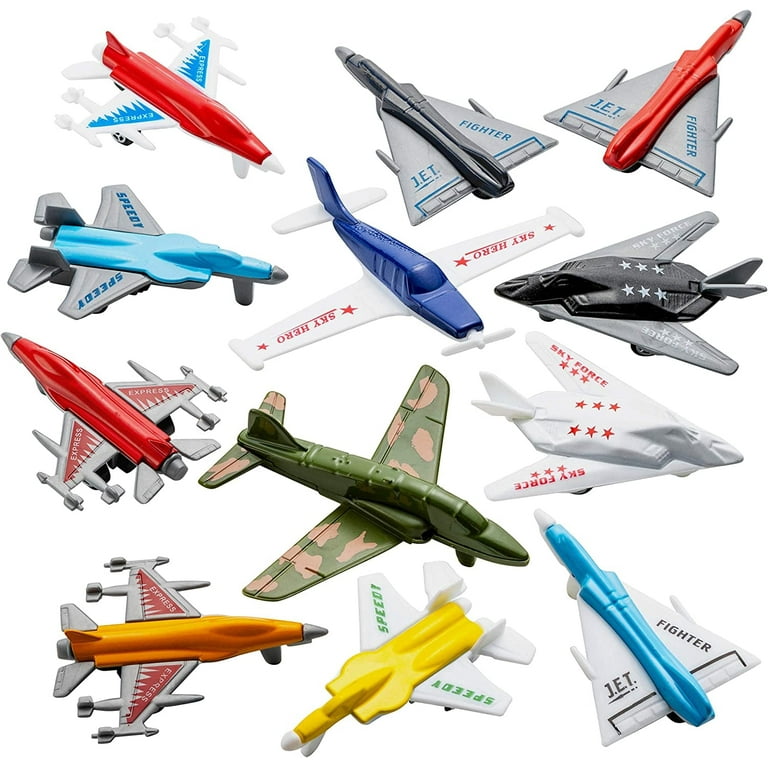 Bedwina Diecast Airplanes Toys Playset 12-Piece Military Style