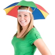 Bedwina Hands-Free Umbrella Hat, Colorful Sun Hat Beach Umbrella with Adjustable Elastic Headband, 20 , 2-Pack