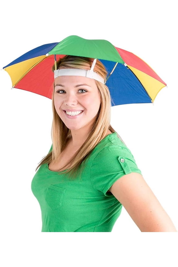 Hands-Free Umbrella Hat, Colorful Sun Hat Beach Umbrella with Adjustable Elastic Headband, 20, 2-Pack