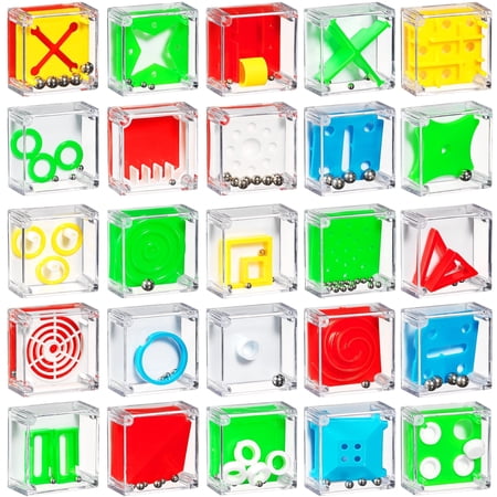 Bedwina Mini Cube Puzzle Box Set - (Pack of 24) Balance IQ Party Favor Games for Kids, Teens and Adults, 1.5 Inch 3D Brain Teaser Maze Ball Toy Puzzles