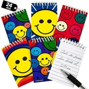 Bedwina Mini Spiral Notepads, (Pack of 24) 2.4" x 3.6 inch Assorted Cute Smile Face Memo Pad Notebooks, Pocket Size Party Supplies and Party Favors for Kids, Goodie Bags, Stocking Stuffers