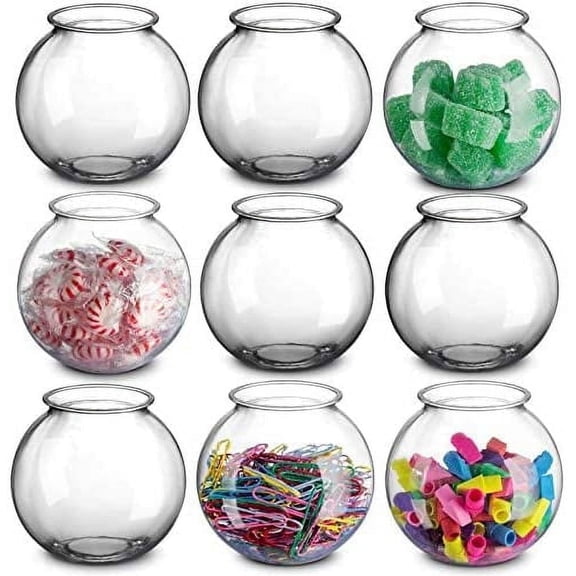 Bedwina 12-Pack Plastic Fish Bowls 16 oz Clear Containers for Candy, Drinks, Games, and Party Decorations