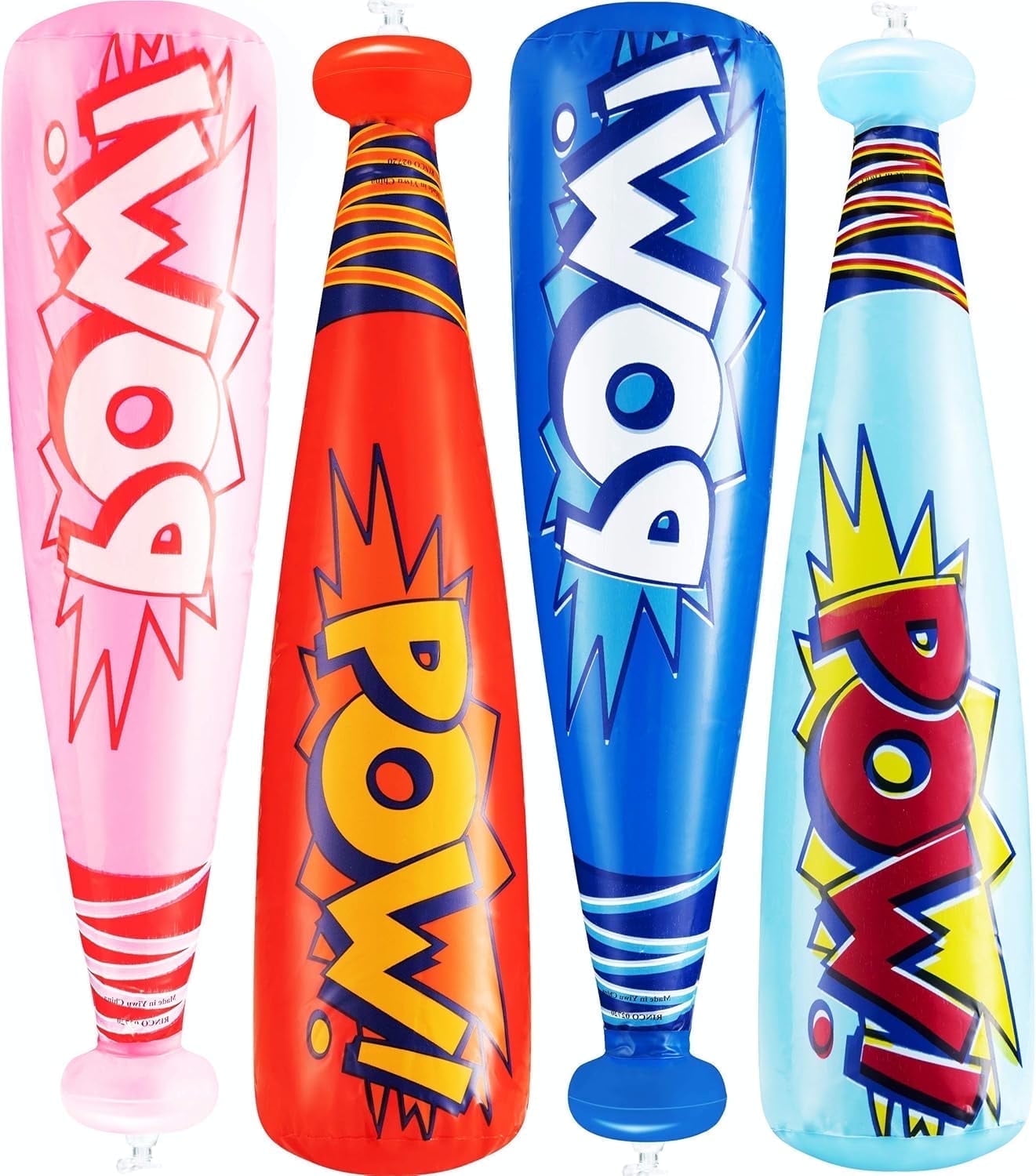 Bedwina Pow Inflatable Baseball Bat - (Pack of 12) Oversized 20 Inch Inflatable Toy Bat, Carnival Prizes, Baseball Party Favors Goodie Bag Stuffers, Decorations Party Prizes for Kids