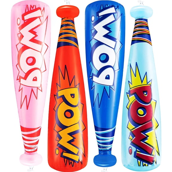 Bedwina Pow Inflatable Baseball Bat - (Pack of 60) 20 Inch Inflatable Toy Bat, Carnival Prizes, Baseball Party Favors Goodie Bag Stuffers, Decorations Party Prizes for Kids