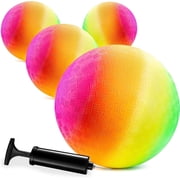 Bedwina Rainbow Playground Balls - 8.5Inch Pack of 4 Rubber Bouncy Inflatable Balls for Kids and Adults, Indoor and Outdoor Games, kickball, Dodgeball, Four Square, Dodge Ball, Handball