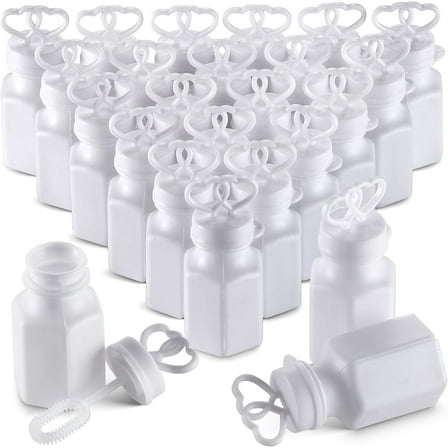 Bedwina Wedding Bubbles with Wands, Mini Double Heart Top Bubbles for Wedding Favors, 0.6 Oz., 48-Pack