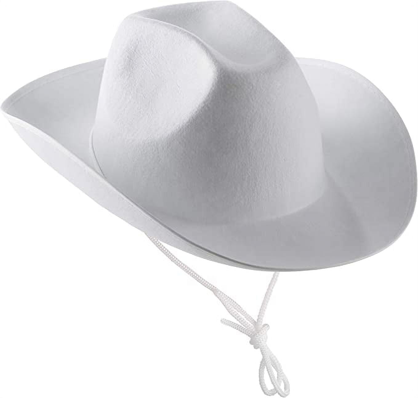 Bedwina White Cowboy Hat - (Pack of 2) for Adults with Adjustable Neck Drawstring, Dress-up Parties, and Play Costume Accessories, Fits Most Teen Girls Boys