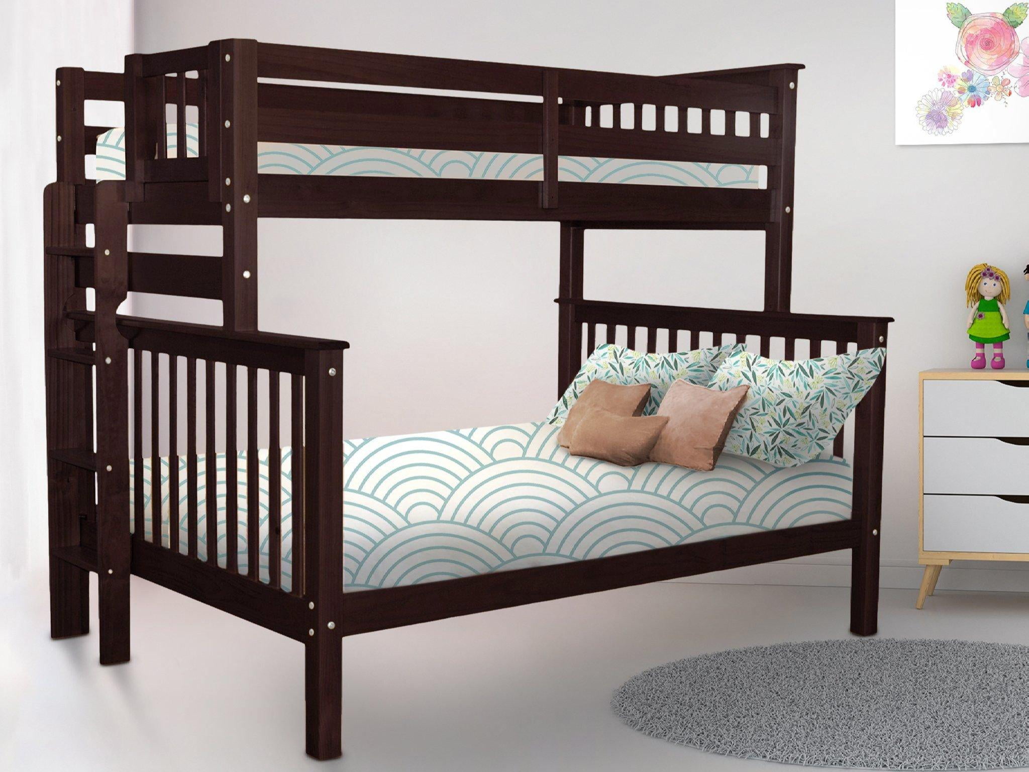 Bedz King Bunk Beds Twin over Full Mission Style with End Ladder