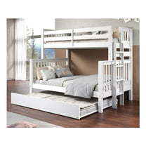 Bedz King Bunk Beds Twin over Full Mission Style with End Ladder and a Full Trundle, White