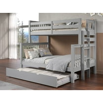 Bedz King Bunk Beds Twin over Full Mission Style with End Ladder and a Twin Trundle, Gray