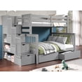thumbnail image 1 of Bedz King Pine Wood Twin over Full Stairway Bunk Bed with 2 Drawers in Gray, 1 of 9