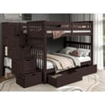 thumbnail image 1 of Bedz King Stairway Bunk Beds Full over Full with 4 Drawers in the Steps and 2 Under Bed Drawers, Dark Cherry, 1 of 9