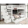 thumbnail image 1 of Bedz King Stairway Bunk Beds Full over Full with 4 Drawers in the Steps and 2 Under Bed Drawers, White, 1 of 9