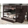 thumbnail image 1 of Bedz King Stairway Bunk Beds Full over Full with 4 Drawers in the Steps and a Full Trundle, Dark Cherry, 1 of 9