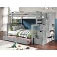 thumbnail image 1 of Bedz King Stairway Bunk Beds Twin over Full with 4 Drawers in the Steps and a Full Trundle, Gray, 1 of 9