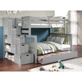 thumbnail image 1 of Bedz King Stairway Bunk Beds Twin over Full with 4 Drawers in the Steps and a Twin Trundle, Gray, 1 of 9