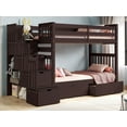 thumbnail image 1 of Bedz King Tall Stairway Bunk Beds Twin over Twin with 4 Drawers in the Steps and 2 Under Bed Drawers, Dark Cherry, 1 of 9