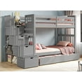 thumbnail image 1 of Bedz King Tall Stairway Bunk Beds Twin over Twin with 4 Drawers in the Steps and a Twin Trundle, Gray, 1 of 9