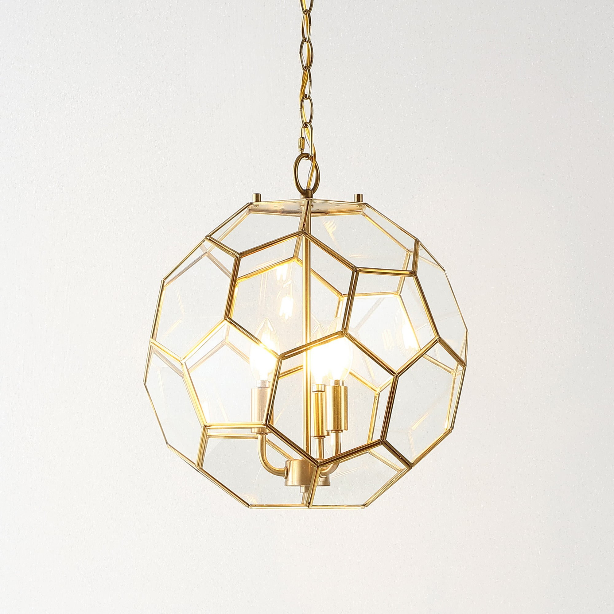 Bee 13.5" 3-Light Brass Gold and Clear Glass Pendant