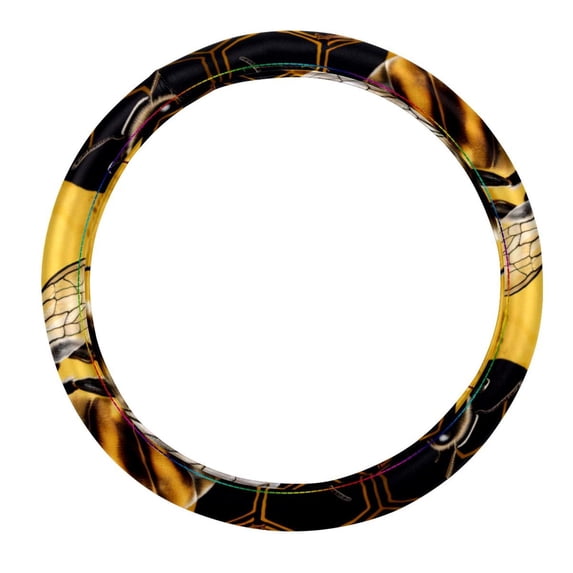 Bee 14.5 Inch Printing PVC Leather Steering Wheel Cover Car Wheel Covers Auto Accessories