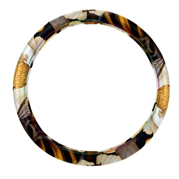 Bee 14.5 Inch Printing PVC Leather Steering Wheel Cover Car Wheel Covers Auto Accessories