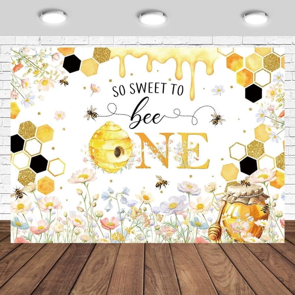 Bee 1st Birthday Backdrop So Sweet to Bee One 1st Birthday Photography Background Honeycomb Bee Birthday Party Decorations Banner Photo Studio Props